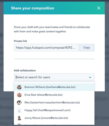 Step 6 how to add collaborators to hubspot blog